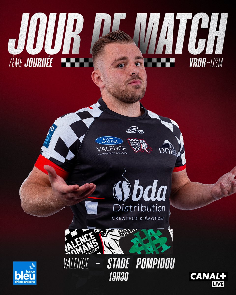 VRDRrugby's tweet photo. 𝙹𝙾𝚄𝚁 𝙳𝙴 𝙼𝙰𝚃𝙲𝙷
𝗩𝗥𝗗𝗥 🆚 @UsmSapiacRugby

𝐒𝐔𝐈𝐕𝐄𝐙 𝐋𝐄 𝐌𝐀𝐓𝐂𝐇 :
◾️ Canal+ Live
◾️ @francebleuDA (87.9 FM)
◾️ Live commenté sur l'application et Twitter
◾️ Évolution du score en stories
◾️ Scores mi-temps et fin de match publiés sur tous nos réseaux

#VRDRUSM https://t.co/0CLVLcaKTZ