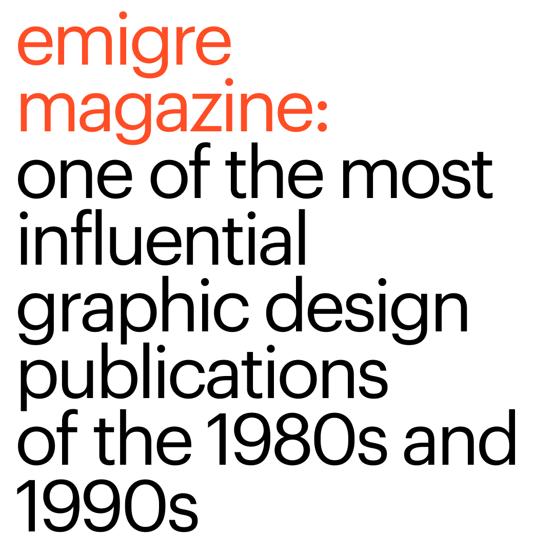 Emigre is a California-based design duo consisting of Rudy VanderLans and Zuzana Licko, renowned for their pioneering use of digital fonts and for founding Emigre, one of the most impactful graphic design magazines of the late 20th century. Learn more about them in this thread: