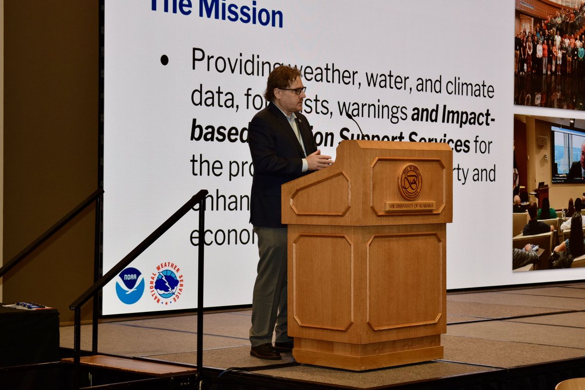AlabamaWater's tweet image. The second day of the @UA_CIROH Science Meeting kicks off with Ed Clark, director of @NOAA’s @nwsnwc.

#CIROHScience2024