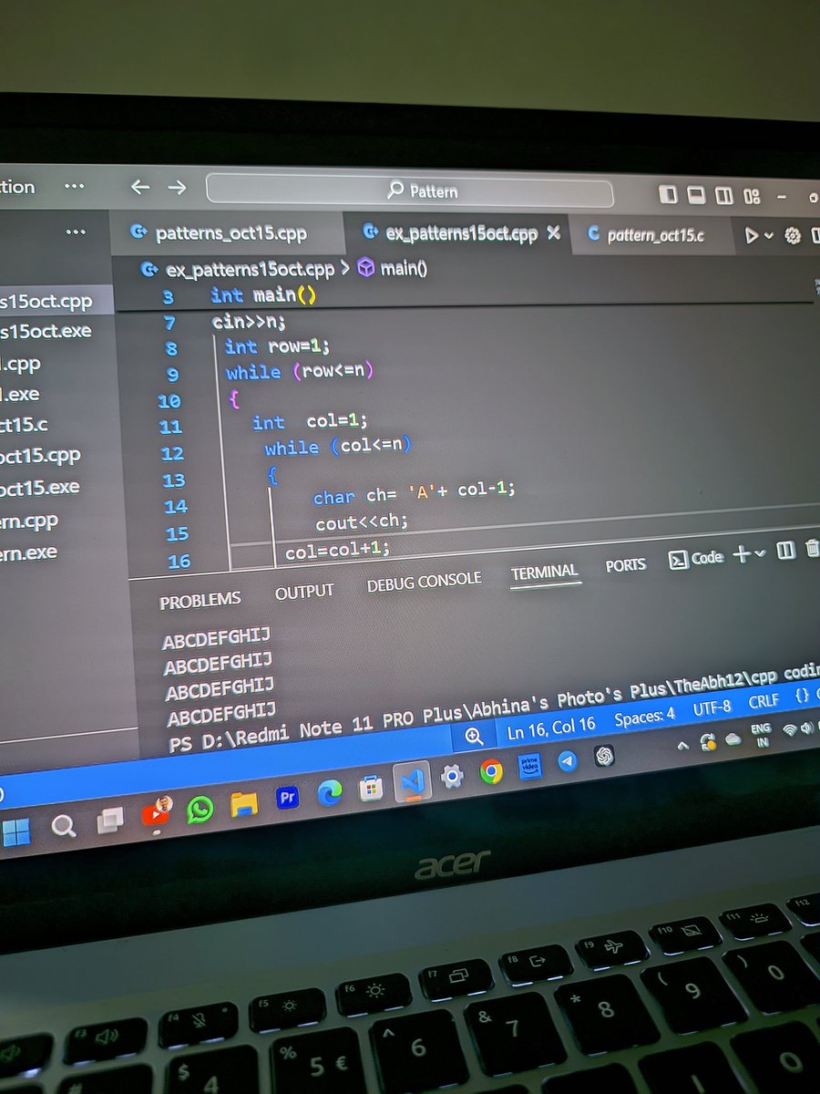 🚀 Daily Code Challenge C++  #Day01 ||  15 Oct 2024 || Today's Target :Pattern Printing
I'm kicking off my daily coding journey with C++! 💻 Every day, a new challenge, a new lesson! Let's sharpen those coding skills one step at a time. 🔥 #100DaysOfCode #CPlusPlus #CodeEveryDay