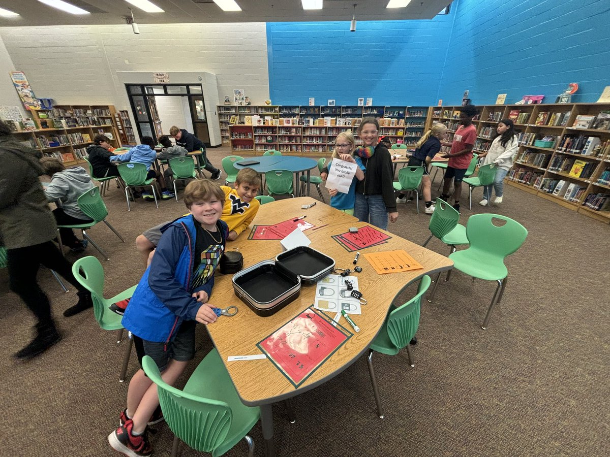 ashermly's tweet image. . @FreyElementary 5th graders loved their math @breakoutEDU today in the LC!!! #glma #CobbLMS