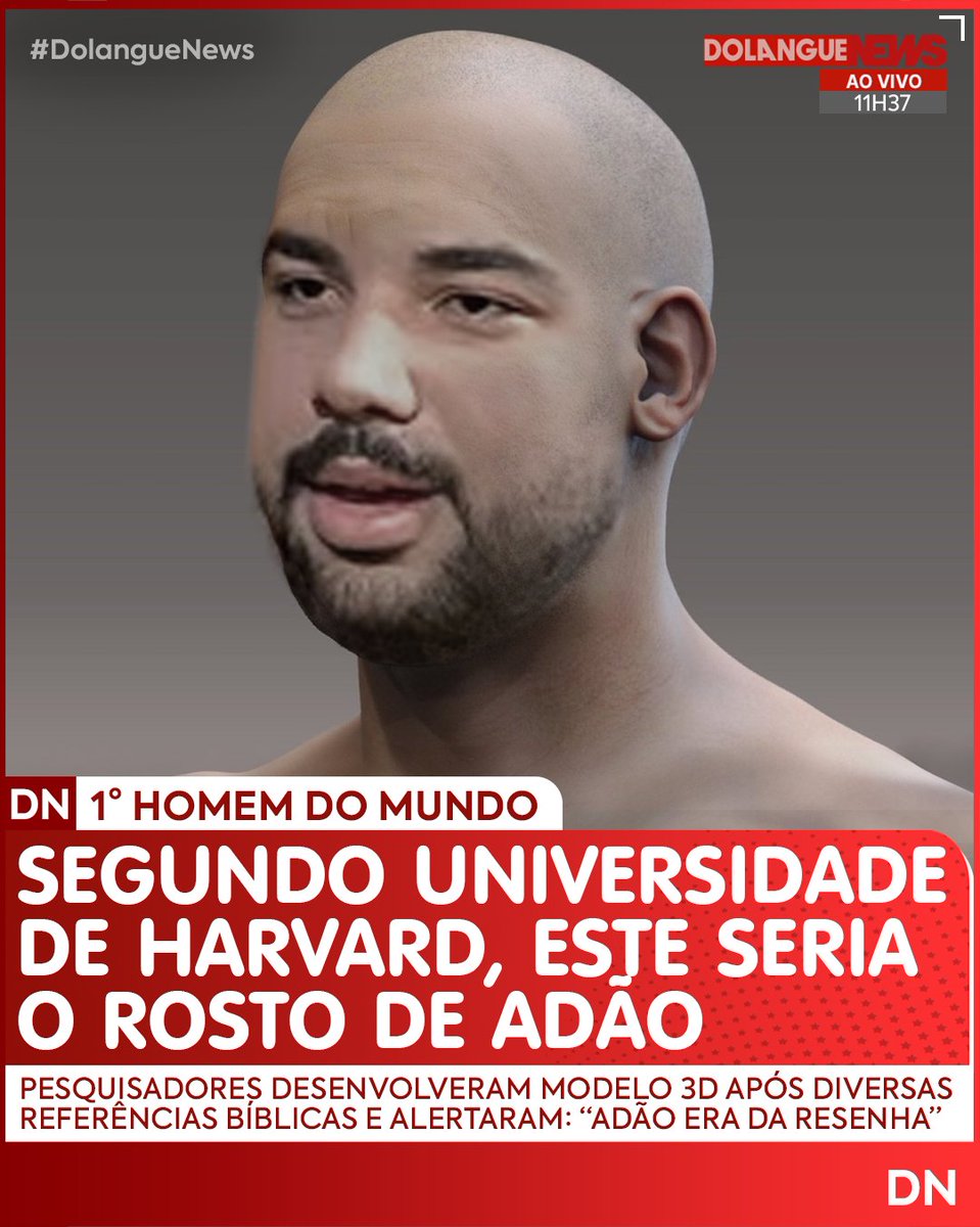 DolangueNews's tweet photo. 🔴 AGORA: Suposto rosto de Adão recriado em 3D causa polêmica ao redor do mundo e internautas dizem conhecê-lo https://t.co/BPZDYudzbf