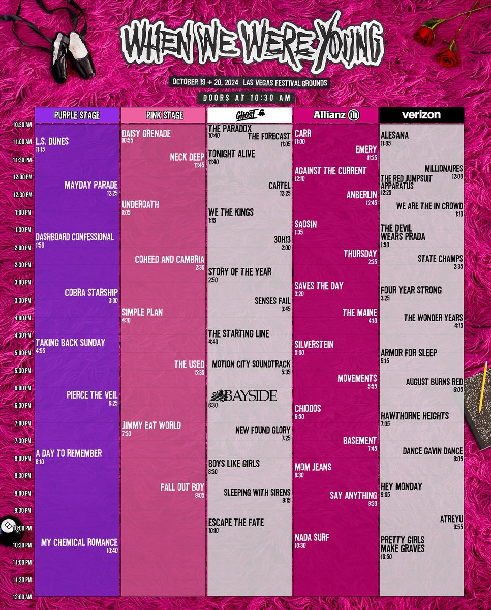 If you're in Las Vegas for When We Were Young this weekend, catch us on the Ghost Stage at 6:30pm right between our friends in Motion City Soundtrack and New Found Glory. We'll be playing our Self-Titled album in full!