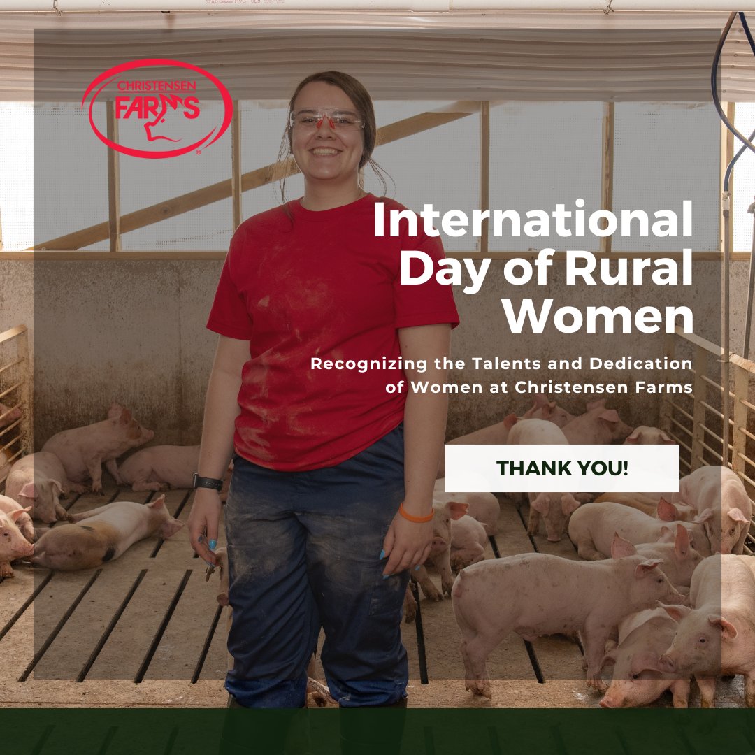 On this International Day of Rural Women, we honor the talented women at Christensen Farms who contribute their skills and passion to our farming family. Your hard work and commitment make a difference every day. Thank you for all that you do!🌾🐷