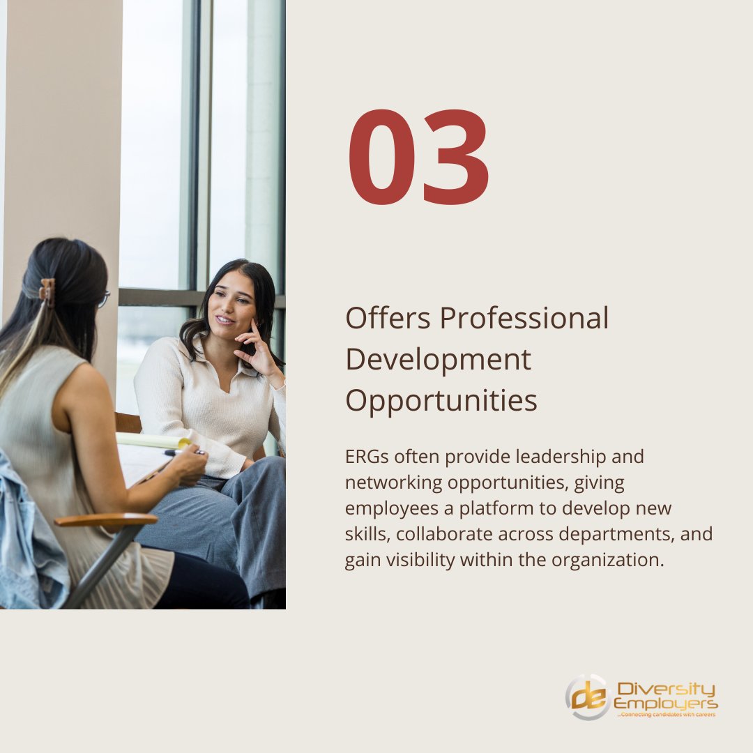 DiversityEmp's tweet photo. Looking to retain top diverse talent? Employee Resource Groups (ERGs) are key! Here’s why your company should invest in ERGs to support inclusion and belonging. Here are 5 benefits of ERGs:

#WorkplaceCulture #DEI https://t.co/fytWSP853G