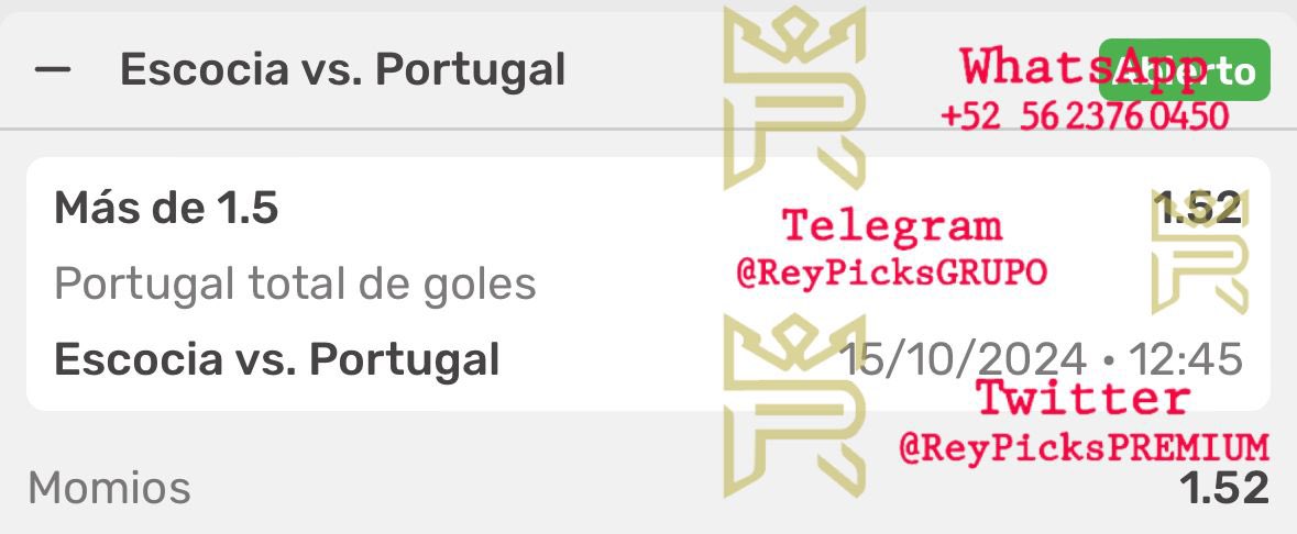 Empezamos el día con JUGADA DEL ABUELO 👴🏼 para el partido de Escocia vs Portugal ⚽️.

Vayan bajos hasta que entremos en buena racha 🙏🏻 ya más tarde en el día se vienen las buenas 😈💣.

Suerte amigos, dejen su buena vibra 🍀🍀.