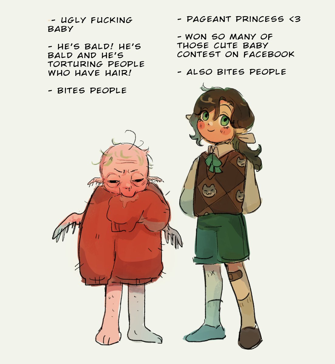 mambodork's tweet image. (1/2) desert duo but they're kids and Grian's a ugly fucking bird who is pink and bald meanwhile Scar is a beautiful laughing baby stock photo.  They r best friends