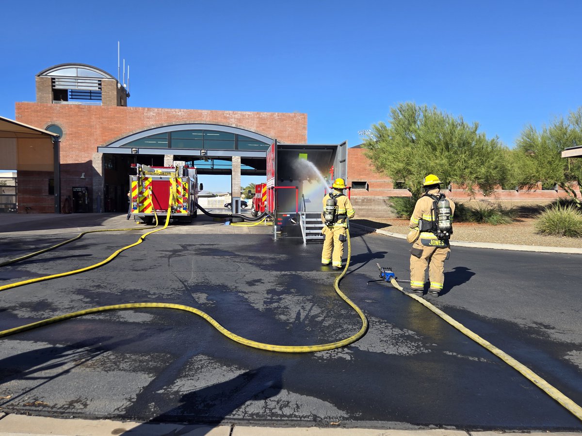 tedcooke701's tweet photo. Nice morning to attend a demo of the @ElMirageArizona innovative Direct Recycling Apparatus Firefighter Training and Sustainability (DRAFTS) unit. Critical firefighter training can occur without wasting water. A water conservation grant from @ArizonaWIFA made this possible. https://t.co/fH6nzxY6CU