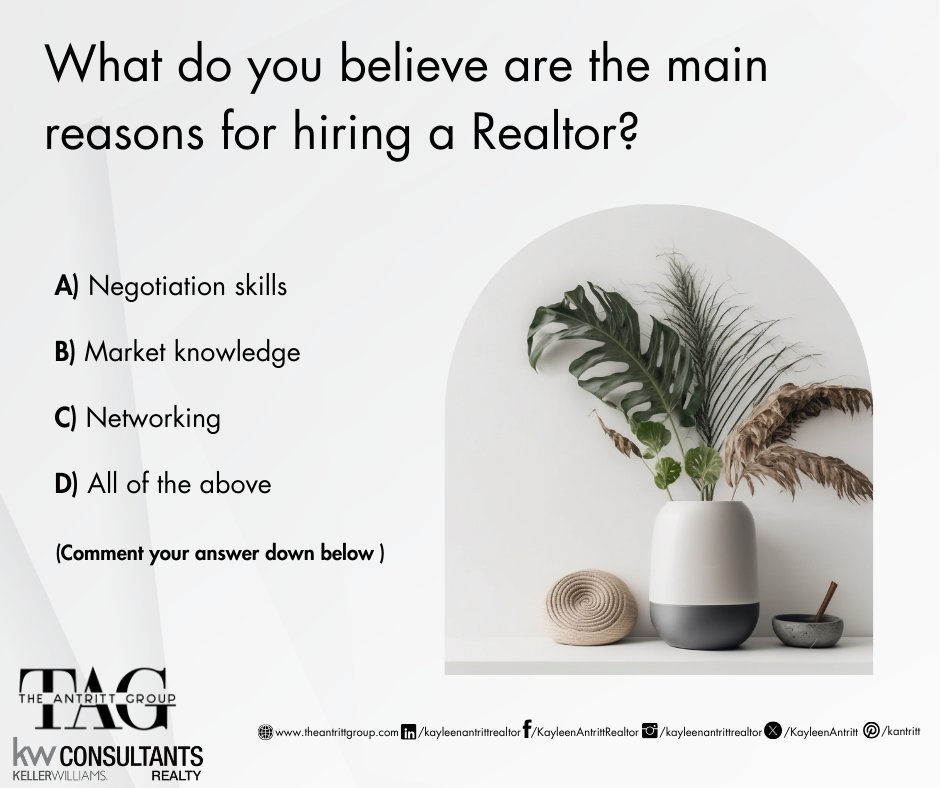 KayleenAntritt's tweet photo. What do you believe are the main reasons for hiring a Realtor?
#kwconsultants #antrittgroup #antritt #theantrittgroup #kayleensellsohio #kayleenantritt #columbus #realtor #realtorforlife #centralohio #marketupdate #Tuesday https://t.co/ACyigYwAVP