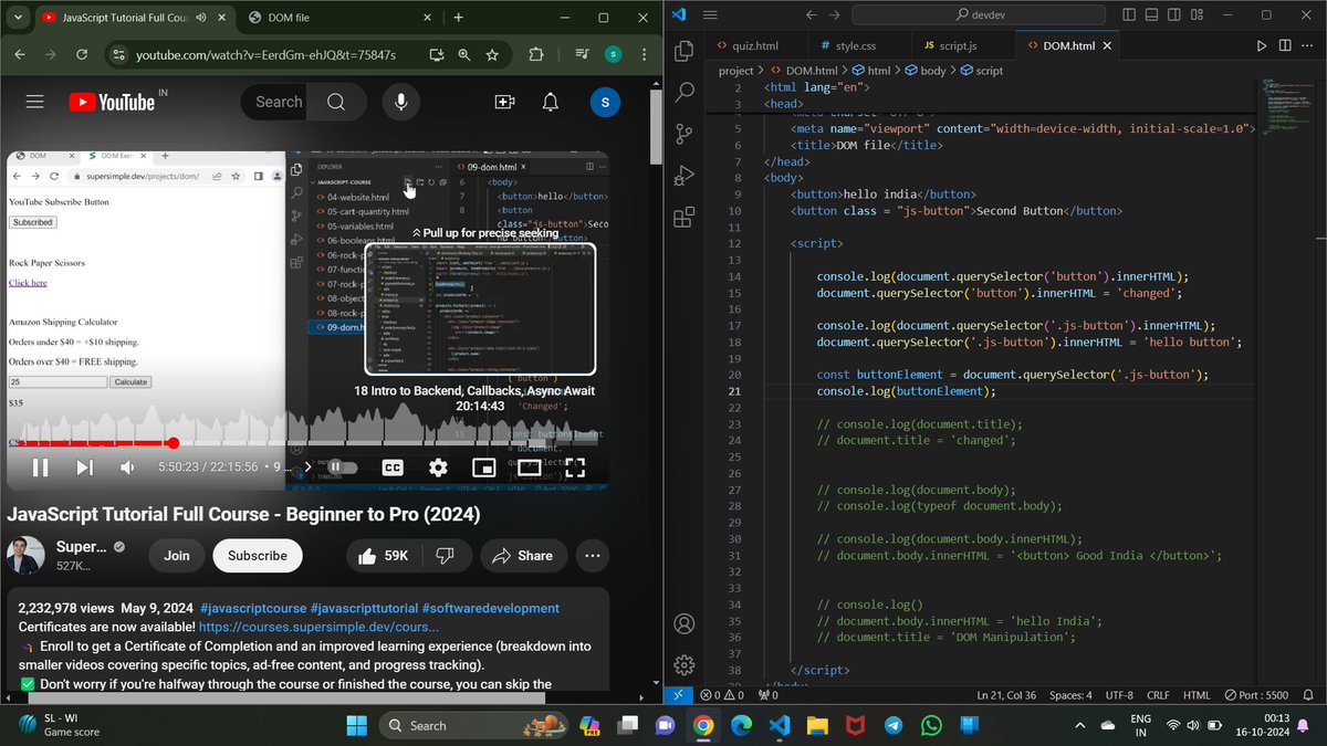 Sagarrsinghhh's tweet photo. #Day_04
Today i learnt and practice on about
Document Object Model (DOM) - body , QuerySelector.
#WebDevelopment #UIDesign #FreeTools #javascript #Java https://t.co/6jgJGUzrs9