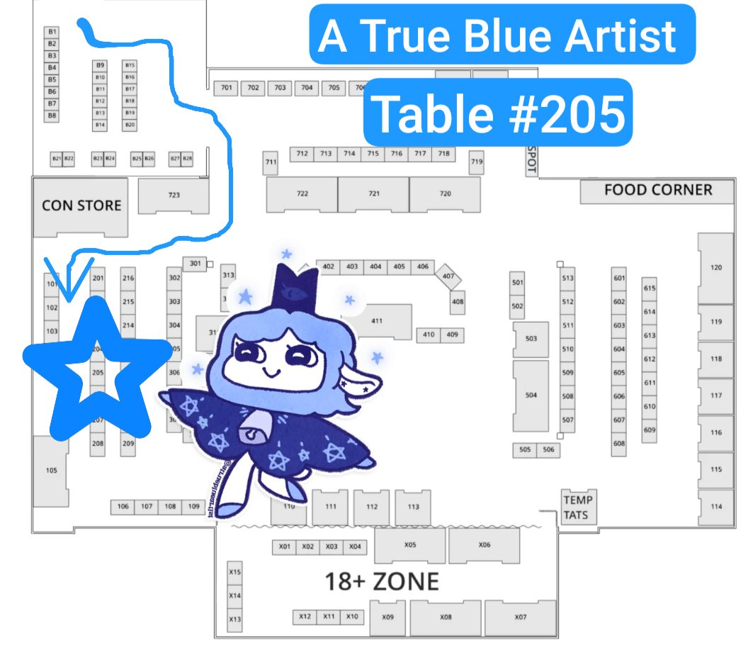 ✨🌛 Hello #BLFC2024 ! All set up in Dealers Den~ You can find me at Table # 205! Hope everyone has a wonderful time! 🌜✨ #ThePromenade