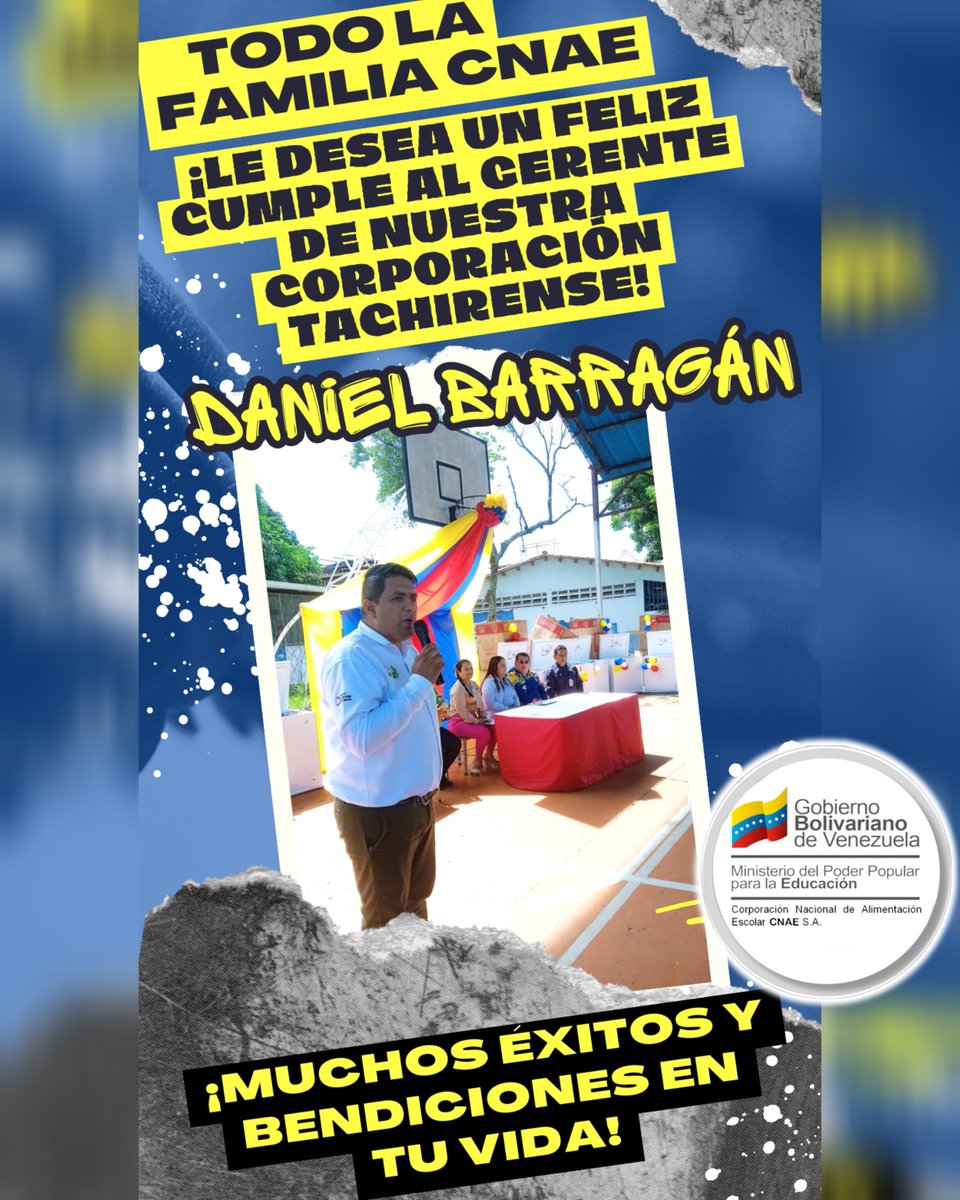 <a href="/CnaeTachira/">Cnae_tachira</a> ¡Con alegría y los mejores deseos, toda la gran familia CNAE felicita al Licdo. Daniel Barragán Gerente de nuestra Corporación Tachirense por arribar a un año más de vida🥳
<a href="/cnaeoficial/">cnaeoficial</a> 
<a href="/CDCETachira/">CDCE Táchira</a>