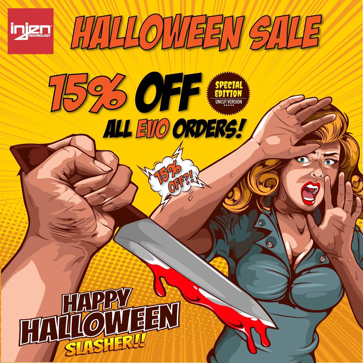 InjenTechnology's tweet image. OUR HALLOWEEN SALE IS NOW LIVE! 👻

Be sure to use promo code “BOO15” at checkout to receive 15% off all EVO orders!! 

Website 💻 injen.com
DM 📲 @injentechnology
Call 📞 909-839-0706
Email 📩 info@injen.com
Tag Us 🏷️ #injen #injentechnology