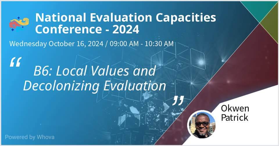 eBASE Africa (@ebase_africa) on Twitter photo Tomorrow, <a href="/okwen/">Okwen P Mbah</a> will be presenting on; "Local values and decolonizing evaluation" at the ongoing #NECdev conference happening in #China. You can also follow online.
Register now👉shorturl.at/NPpLQ
⏰️ 9am-10am (WAT)
<a href="/UNDP_Evaluation/">UNDP Independent Evaluation Office</a>
@DEval_Institute <a href="/EvalParticipat1/">Eval Participativa</a> Tomorrow, <a href="/okwen/">Okwen P Mbah</a> will be presenting on; "Local values and decolonizing evaluation" at the ongoing #NECdev conference happening in #China. You can also follow online.
Register now👉shorturl.at/NPpLQ
⏰️ 9am-10am (WAT)
<a href="/UNDP_Evaluation/">UNDP Independent Evaluation Office</a>
@DEval_Institute <a href="/EvalParticipat1/">Eval Participativa</a>