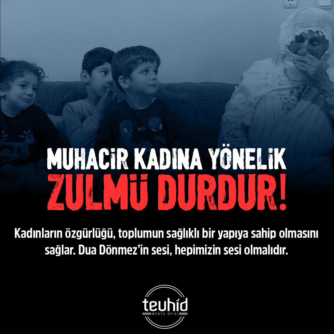 Muhacir Kadına Yönelik Zulmü Durdur!

🔴 Bir annenin özgürlüğü, toplumun sağlıklı bir yapıya sahip olmasını sağlar. Hepimiz, Dua Dönmez'in sesi olmalıyız.

#duadönmeznedentutuklu