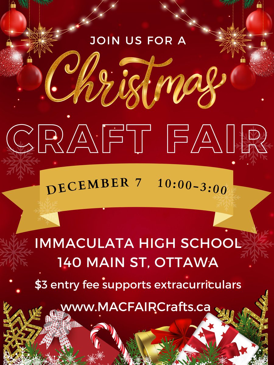 <a href="/ImmaculataOCSB/">Immaculata High School</a> Looking forward to our upcoming annual craft fair, MAC FAIR.  Seeing our students helping out is always a highlight of the day! 
Save the date: Saturday December 7 from 10:00 - 3:00
