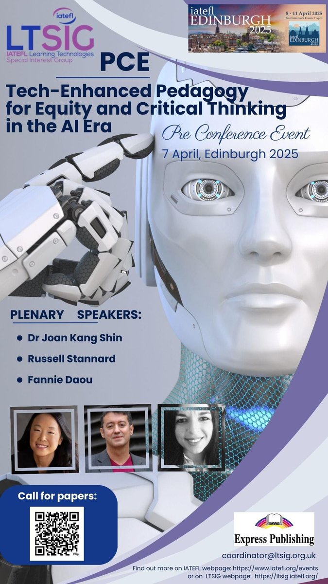 The deadline to submit your proposal to present at our 2025 PCE is only a week away!
Scan the QR code and learn all the details!

#IATEFL2025 #EDINBRUGH #PRECONFEFENCEEVENT