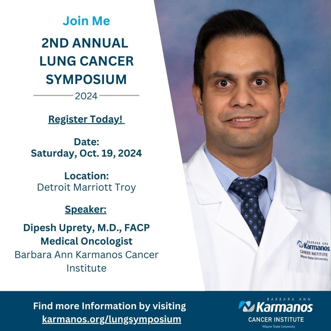 Dipesh Uprety MD FACP (@dipeshupretymd) on Twitter photo Please join me for an "Annual Lung Cancer Symposium" at Troy, MI.
Visit karmanos.org/lungsymposiumĀ to secure your spot. I look forward to seeing you this weekend!
#LCSM <a href="/karmanoscancer/">Karmanos Cancer Institute</a> Please join me for an "Annual Lung Cancer Symposium" at Troy, MI.
Visit karmanos.org/lungsymposiumĀ to secure your spot. I look forward to seeing you this weekend!
#LCSM <a href="/karmanoscancer/">Karmanos Cancer Institute</a>