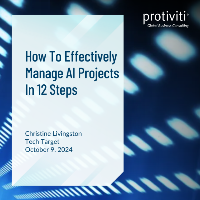 LarkScheierman's tweet photo. AI is a high priority for companies but results often fall short of expectations. These 12 steps will help you successfully manage AI projects and deliver business value. Protiviti's Christine Livingston her thoughts with Tech Target. https://t.co/zhycNs5B8w https://t.co/HwaM8j741u