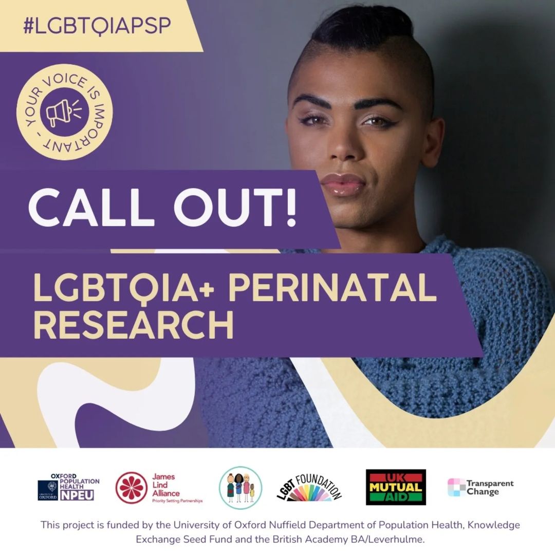 Cysters ๐ ๐ โ๐ฟ (@cystersgroup) on Twitter photo There isn't enough research on LGBTQIA+ pregnancy, birth, feeding & mental health. We want to change that & your voice is important!
More details on this priority setting partnership here - share your voice if you're LGBTQIA+ or work in perinatal care lgbtmummies.com/psp-about-survโฆ
๐ณ๏ธโ๐ There isn't enough research on LGBTQIA+ pregnancy, birth, feeding & mental health. We want to change that & your voice is important!
More details on this priority setting partnership here - share your voice if you're LGBTQIA+ or work in perinatal care lgbtmummies.com/psp-about-survโฆ
๐ณ๏ธโ๐