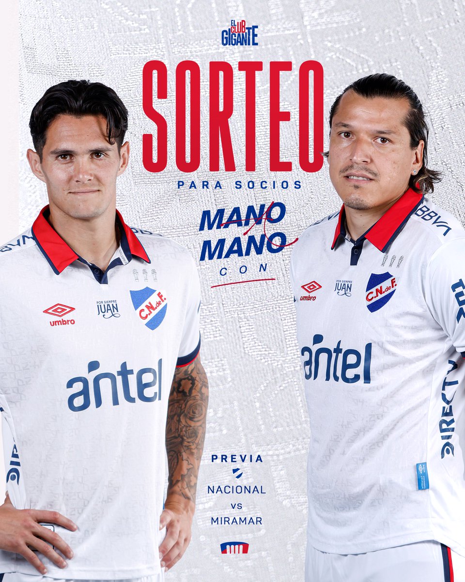 🍀 𝙎𝙊𝙍𝙏𝙀𝙊 

👉🏻 Participá del #ManoAMano exclusivo para socios con Ruben Bentancourt y Fede Santander en la previa del partido 🆚 Miramar

Para participar:  
✅Reposteá este tweet
✅Comentá tu número de socio y arrobá a 2 Bolsos

ℹ️ Sortearemos 2 socios + 1 acompañante c/u