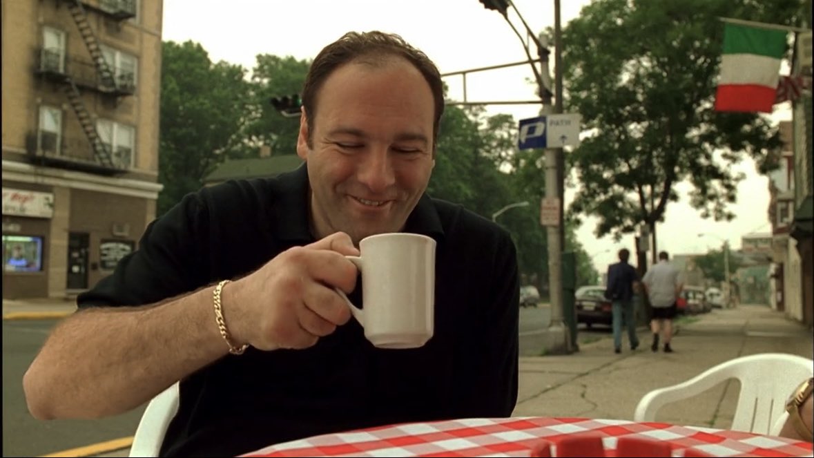 SopranosWorld's tweet photo. Having my first pumpkin spice latte of the season and feeling the Fall vibes https://t.co/qMkiW2Tid5