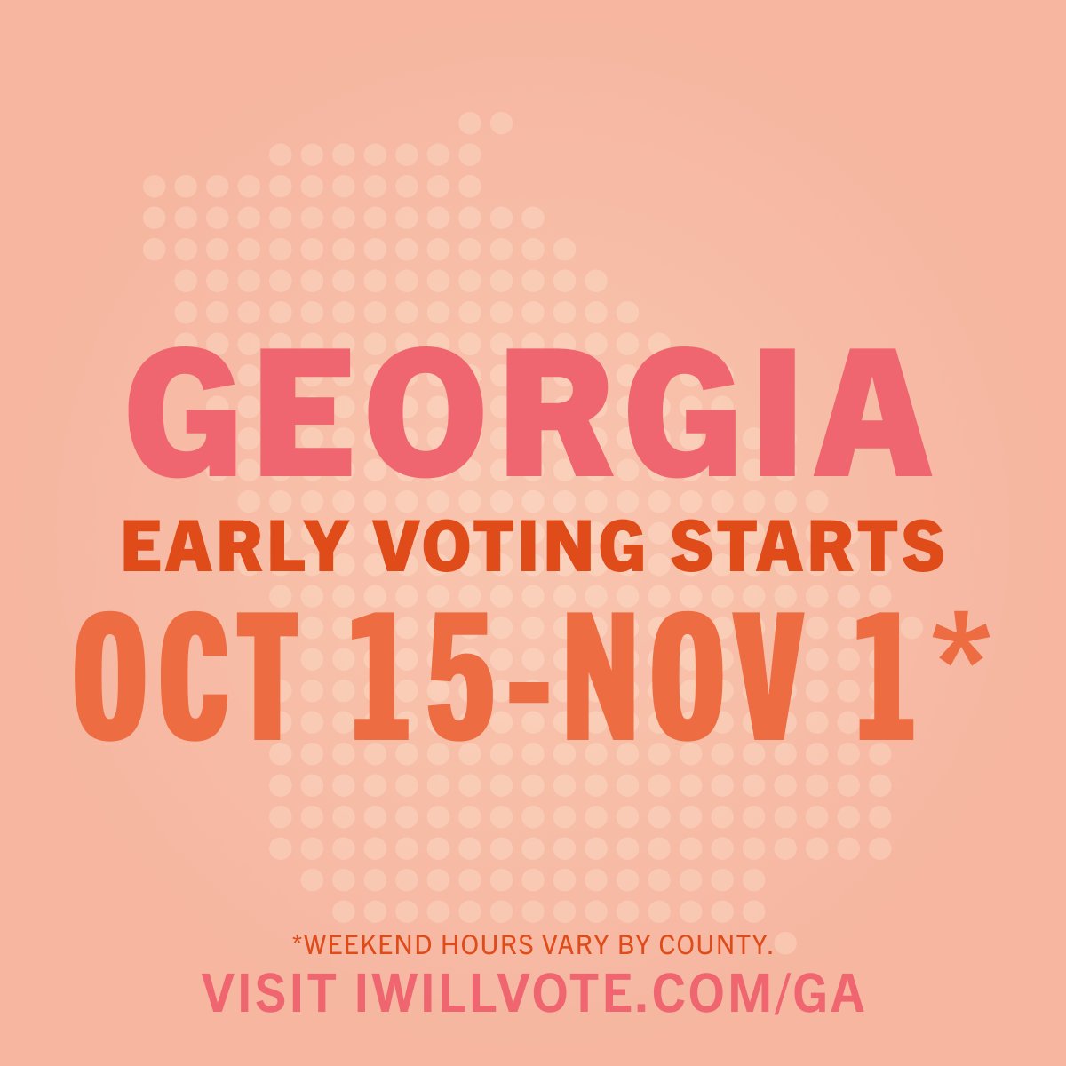 Georgia, be a peach and vote early 🍑

Check where you can vote early at IWillVote.com/GA.