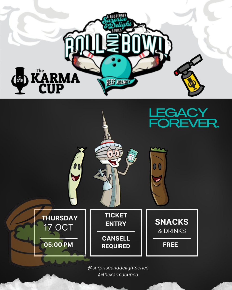 Karma Cup will be exhibiting and sampling budtenders at The Budtender Surprise and Delights Series in Toronto, see you at Roll and Bowl this coming Thursday, October 17, starting at 5pm!