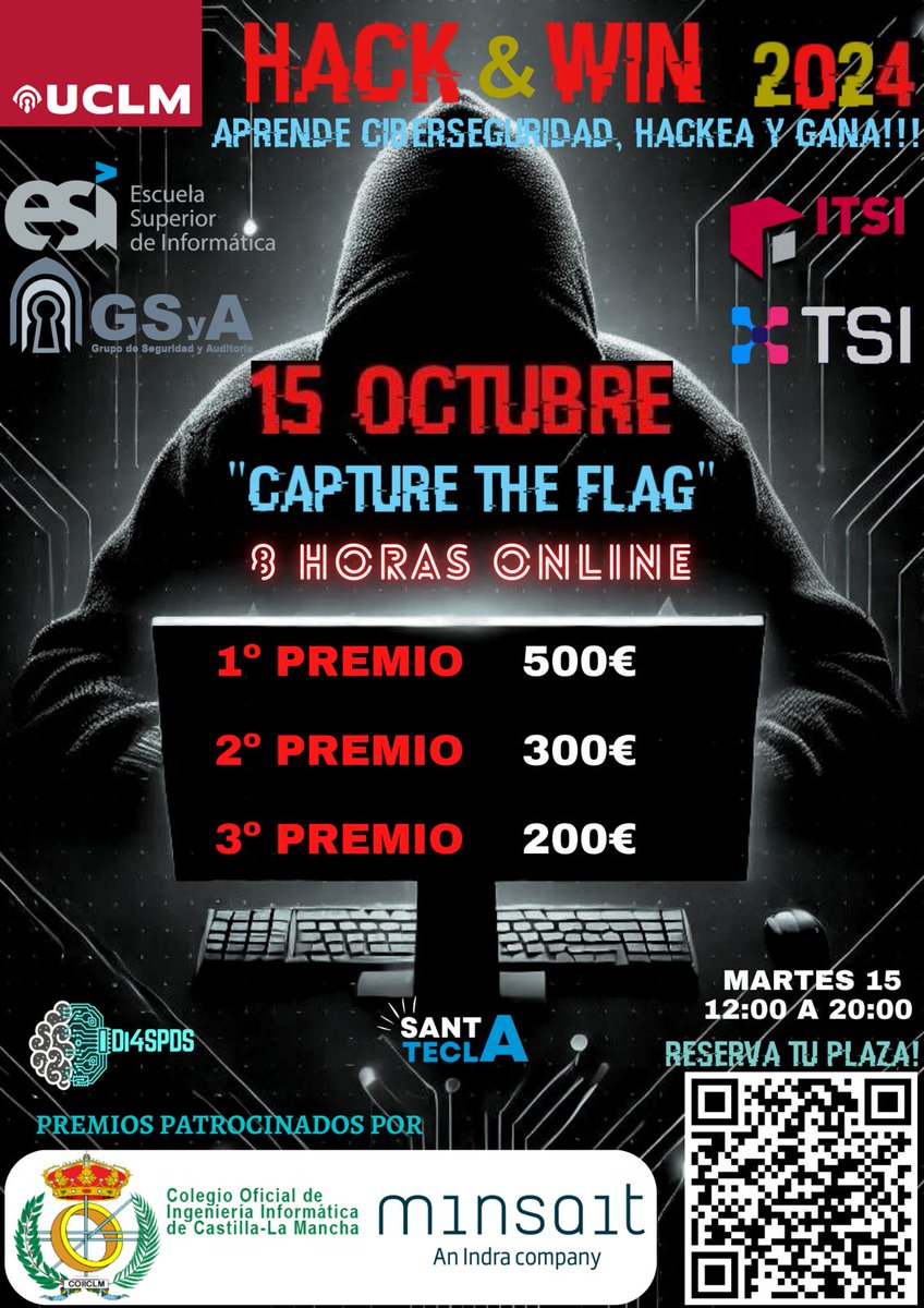 eromeroc97's tweet photo. Estamos a tope con la #HackandWin centrados en la #ciberseguridad desde @esiuclm en #SantaTecla2024 por cuarta edición consecutiva!!!
¿Cuales están siendo vuestras impresiones? https://t.co/YdDfPQCGZv