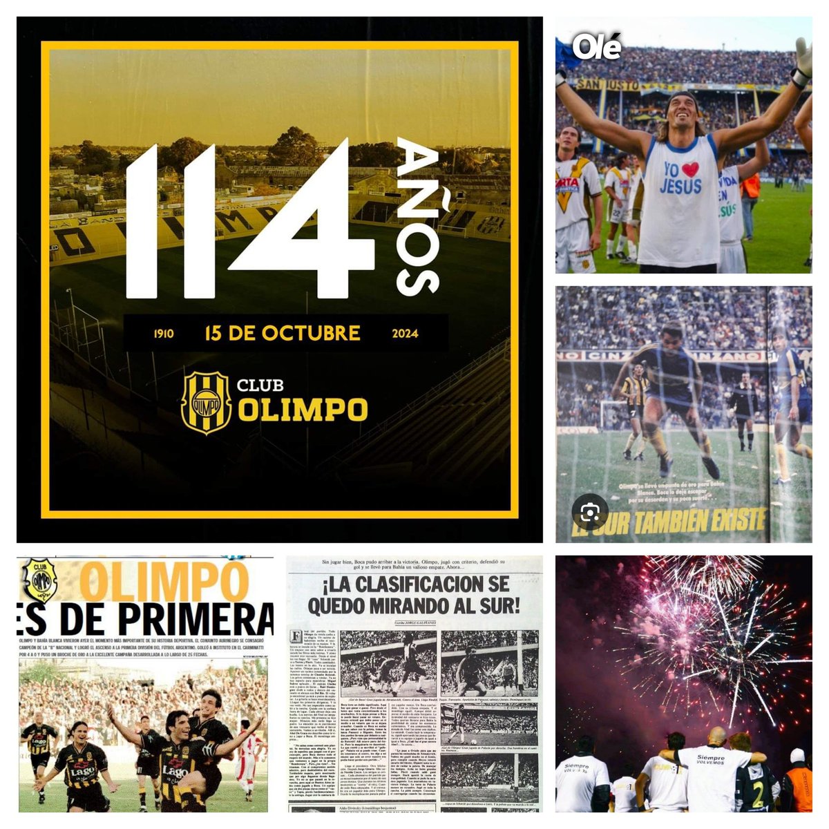 Dueño de todos mis momentos. 
Escribimos la historia grande de esta Ciudad y de todo el Sur del País.
Te amo Olimpo, no puedo explicar todo lo que siento por vos.
Felices 114 años Club Olimpo 🖤💛