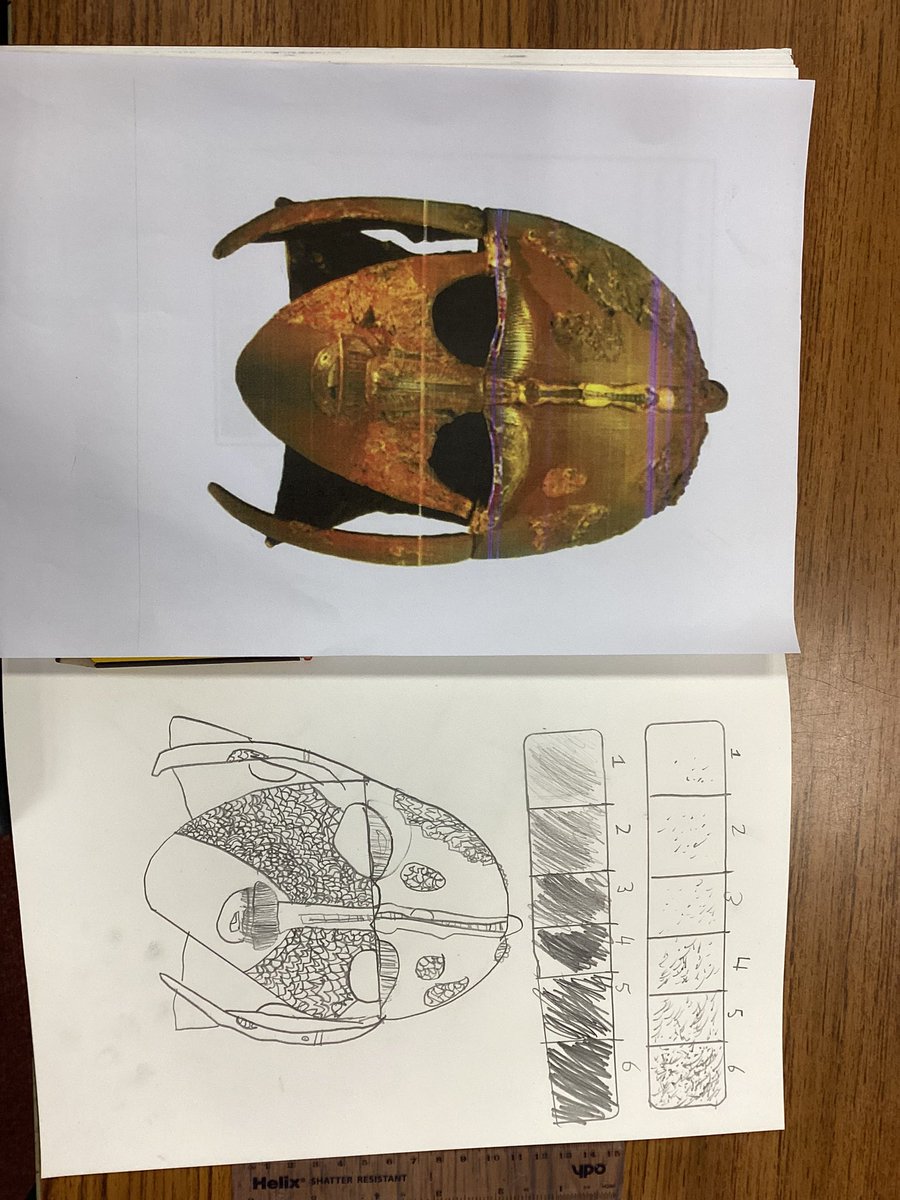 4Yearsley's tweet photo. This afternoon we looked at using line and tone in our artwork and drew Anglo Saxon artefacts. This is the start the children have made - very impressive detail! 😊 https://t.co/wLM89jVntc