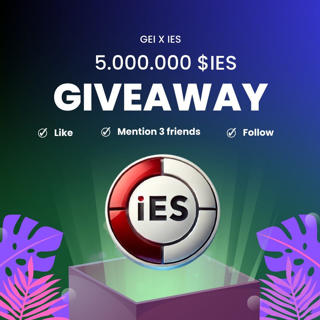 🧊GIVEAWAY🧊
Prize 5.000.000 IES

-Follow <a href="/geicoin/">$GEI</a> and <a href="/iesseicoin/">$IES</a> 
-Like &amp; Repost
-Tag 3 friends

Winner in 72 hours⏲️