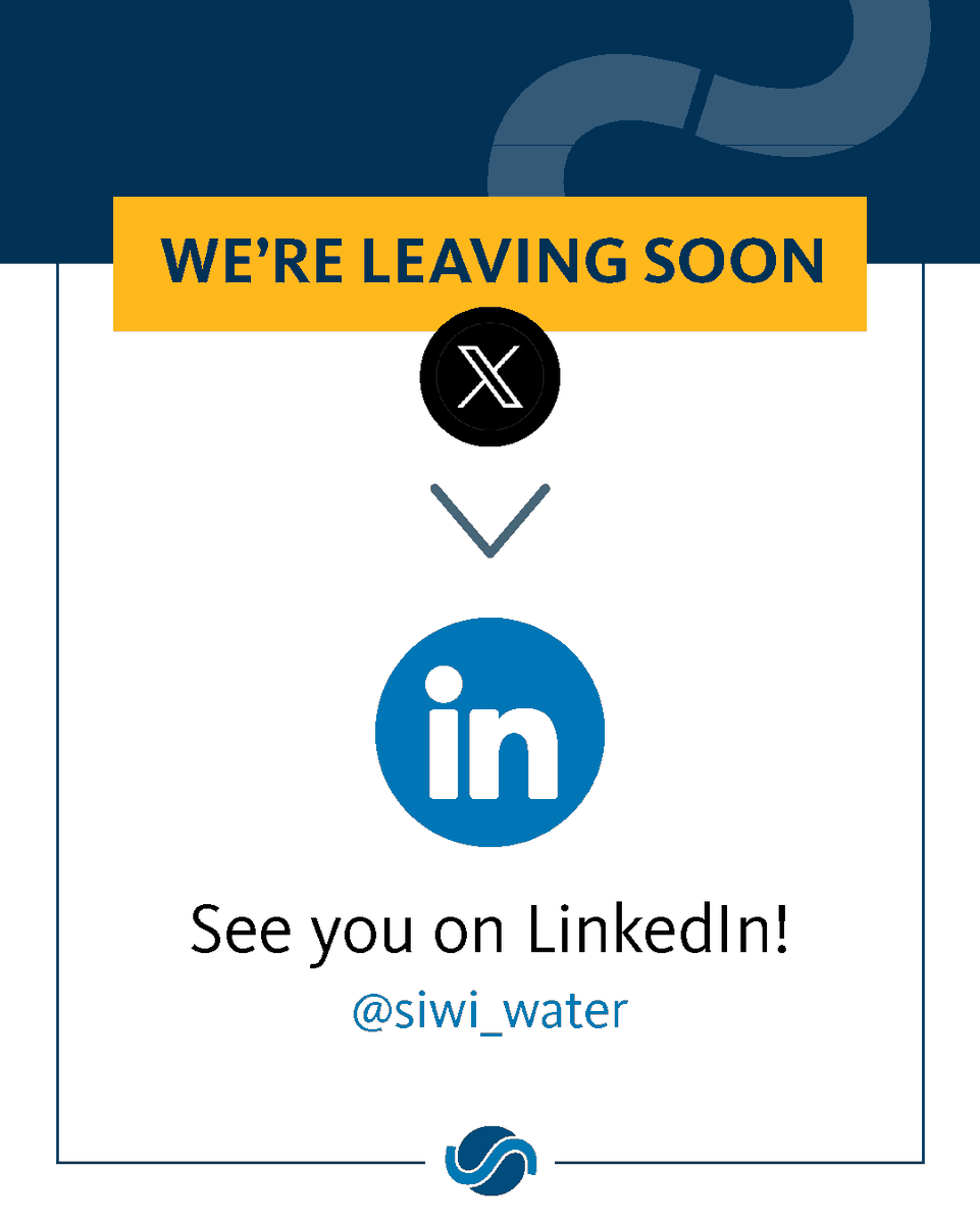 📢 Dear followers, this account will be closing soon.

💦Continue to get updates on sustainable #WaterManagement in #Sweden and globally, via #SIWI’s Linkedin. Engage with us and an international community of #water experts

🔀 bit.ly/3Nv7EAs