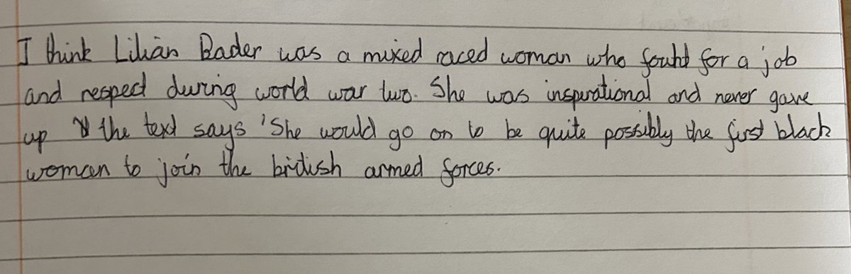 M5BPEF's tweet photo. We have been learning about significant individuals in Guided Reading, including Lilian Bader, who we learnt was the first black woman to join the RAF in 1941! https://t.co/j3DzZrcbQX