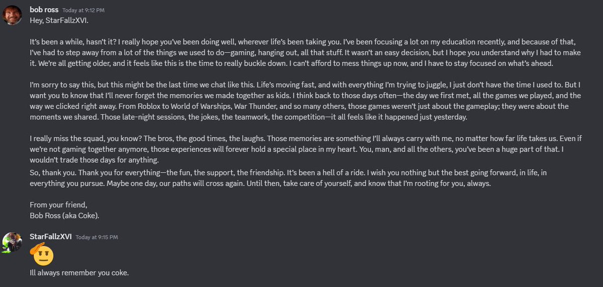 Byfar the worst thing i’ve recieved this year. I’m heartbroken
Coke wasnt just a friend, he was one whom I started my online life with.  We met on Blackhawk rescue mission 5 and I am sad to say that life is now taking us places.  
Godspeed Coke.  Its been a damn good 4 years.🫡