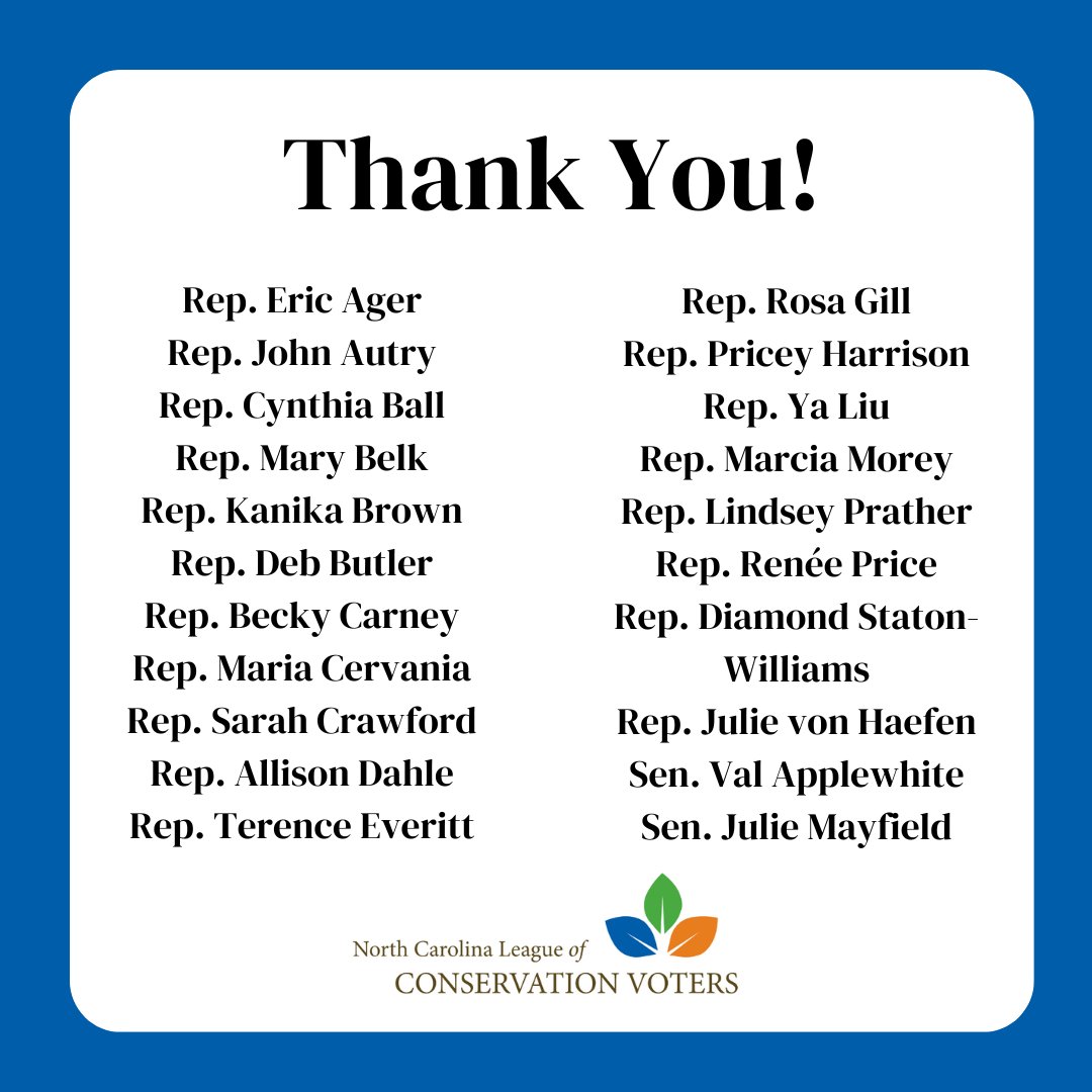 Please join us in our thanks to the following legislators for standing up against the Transco pipeline expansion in North Carolina. We are so grateful for our environmental champions that will stand with us against fossil fuels! #ncpol
