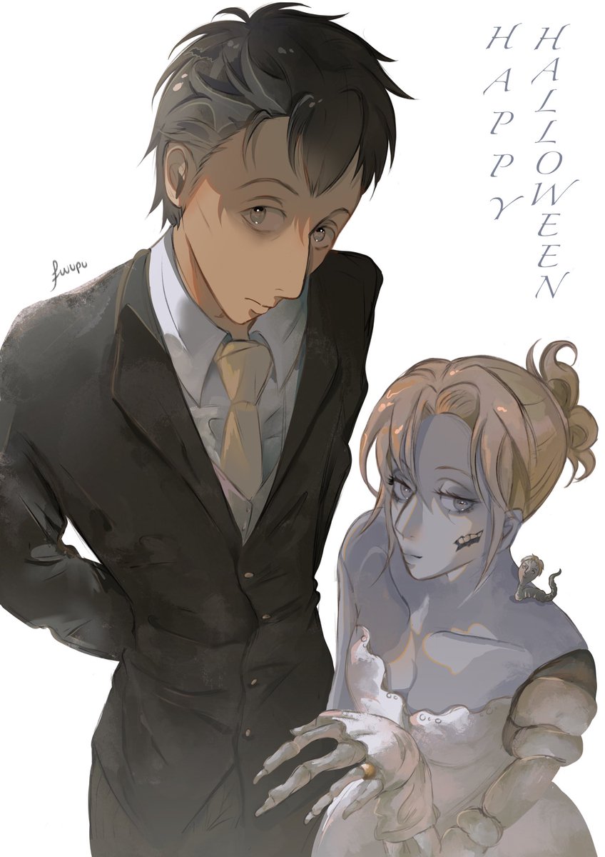 fwupu's tweet image. ur local boyfailure and girlslay as corpse bride 
#beruani #aot