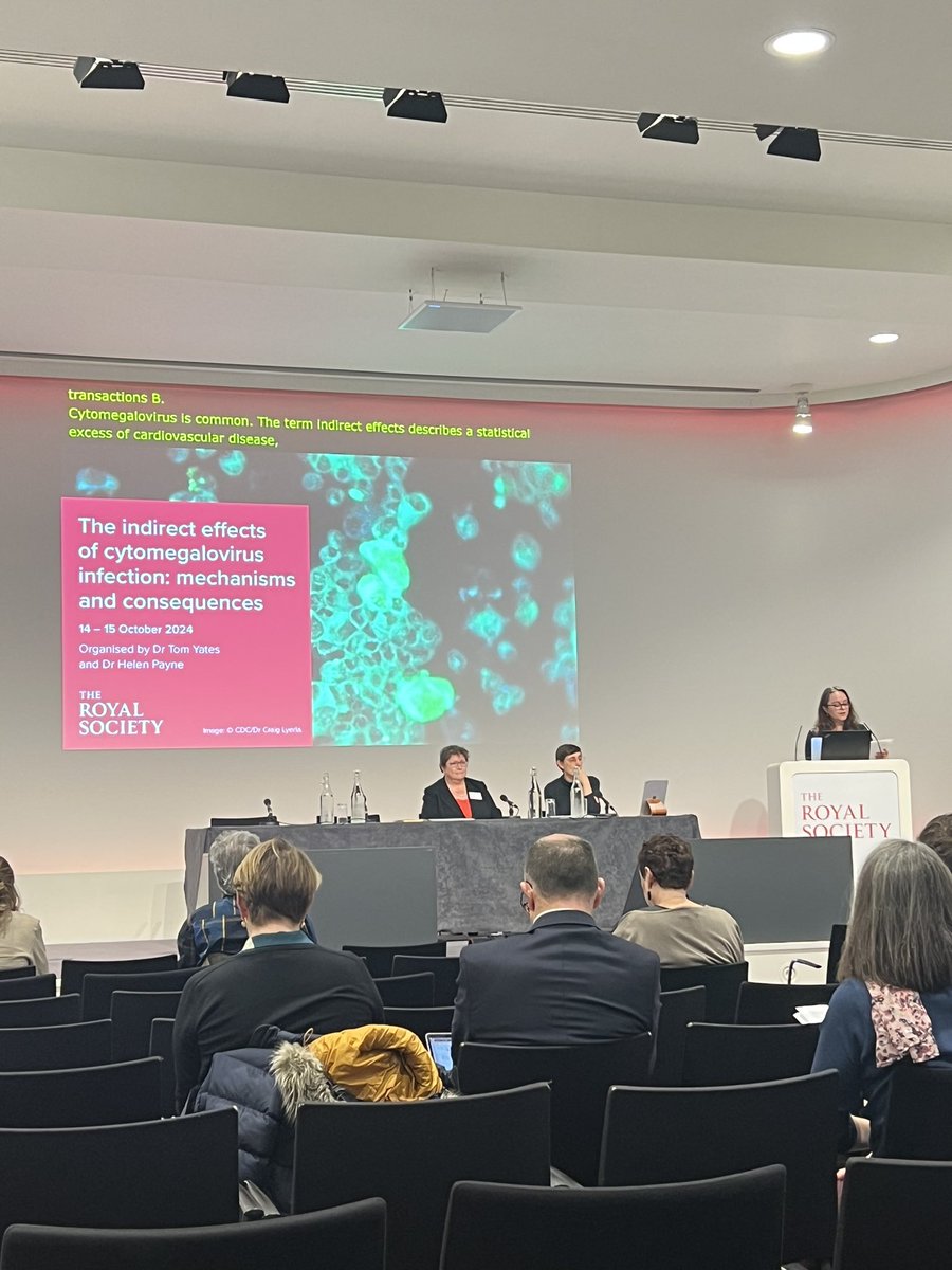 Had a fantastic 2 days listening to very interesting talks on CMV. It seems after many decades of research, we still don't know whether CMV is beneficial or harmful. However, it's very clear that CMV has a significant impact on our immune system. <a href="/royalsociety/">The Royal Society</a>