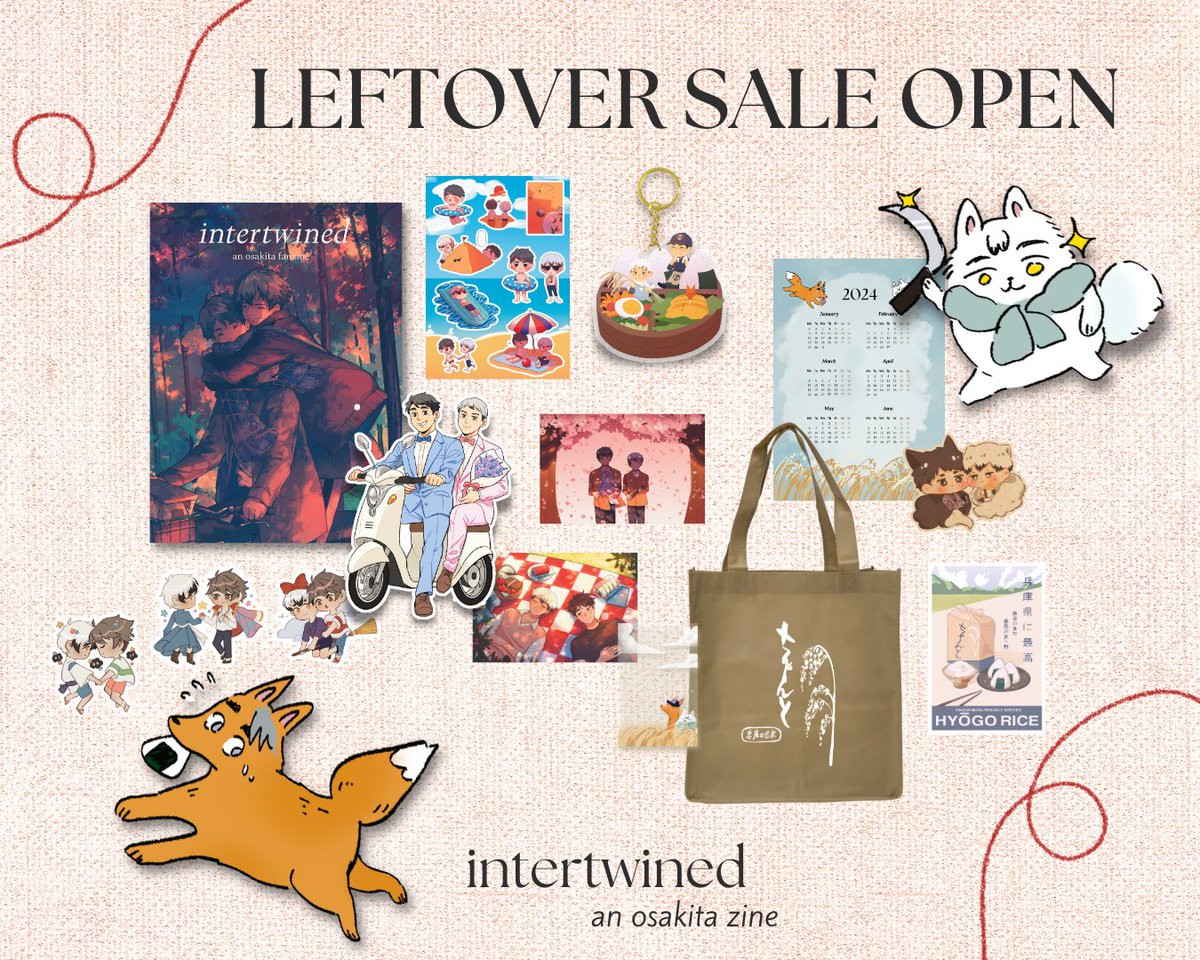 🍙LEFTOVERS SALES OPEN🌾
 
Our shop is now open for leftover sales! Items are limited and this is the last chance to get our merch, don't miss out!! 

🛒SHOP: osakitazine.bigcartel.com

Leftover sales close on 15 November or when we've run out of stock!