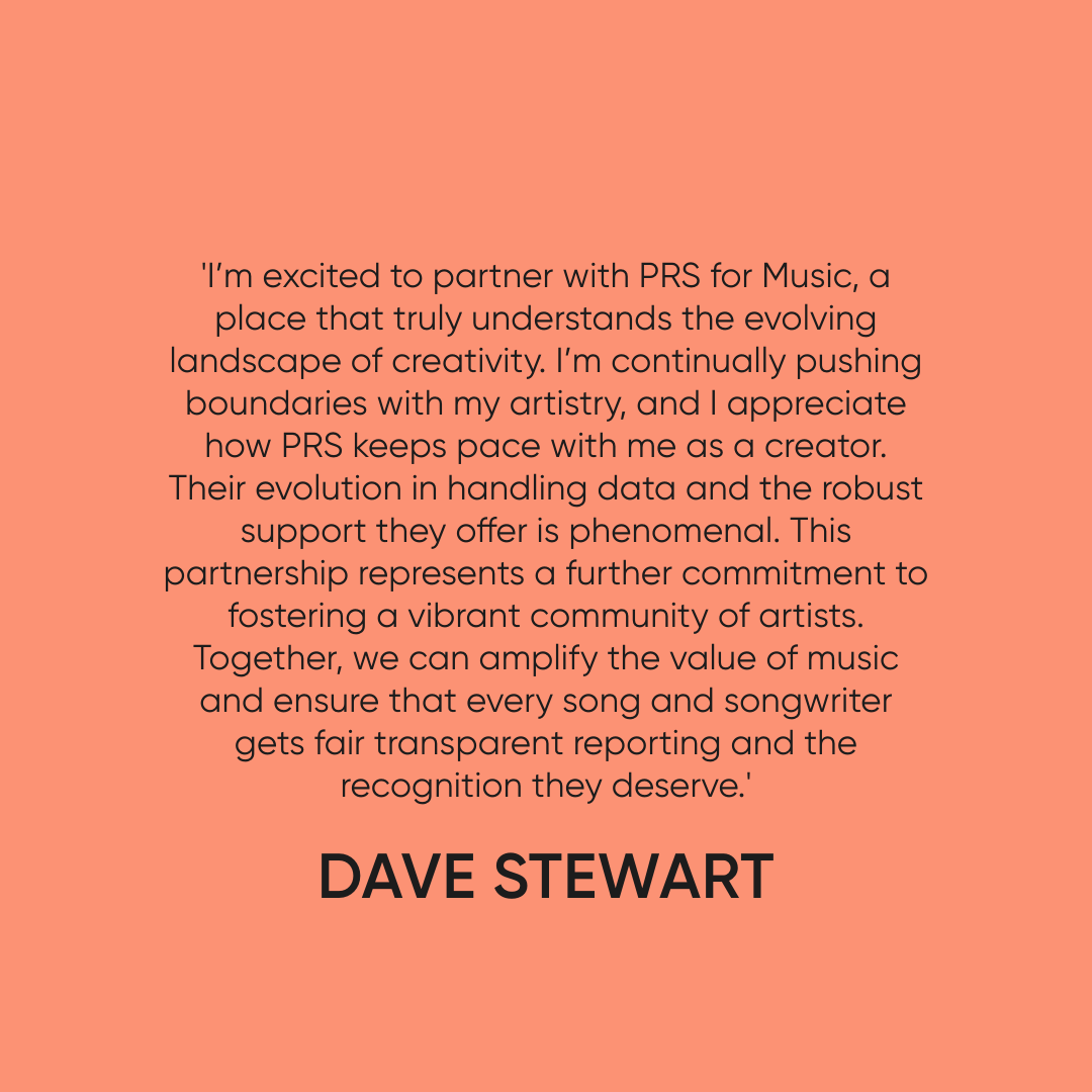 PRSforMusic's tweet image. PRS proudly welcomes @DaveStewart to the #PRSCommunity.

The highly acclaimed Rock &amp;amp; Roll Hall of Fame, Songwriter Hall of Fame, UK Music Hall of Fame, GRAMMY Award, Golden Globe Awards, multi-Brit Award and Ivor Novello Award winning musician, has joined PRS for Music for…