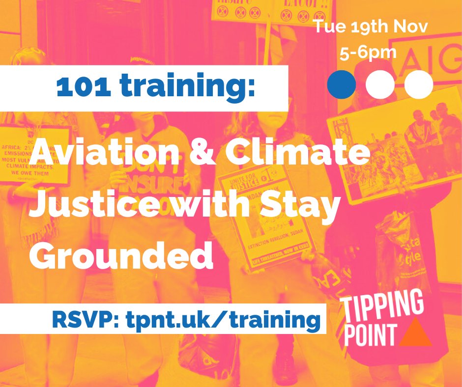 Tipping Point UK 🦋 @tippingpointuk.bsky.social (@tippingpointorg) on Twitter photo 👁️Join us on 19th Nov @ 5pm
We're running a 101: Aviation & Climate Justice with <a href="/StayGroundedNet/">Stay Grounded - @staygroundednet on Bluesky 🦋</a> & #SaveMaldives
Find out why a global reduction of aviation and a halt on airport expansion is important for climate justice.
RSVP: actionnetwork.org/events/101-avi… 👁️Join us on 19th Nov @ 5pm
We're running a 101: Aviation & Climate Justice with <a href="/StayGroundedNet/">Stay Grounded - @staygroundednet on Bluesky 🦋</a> & #SaveMaldives
Find out why a global reduction of aviation and a halt on airport expansion is important for climate justice.
RSVP: actionnetwork.org/events/101-avi…