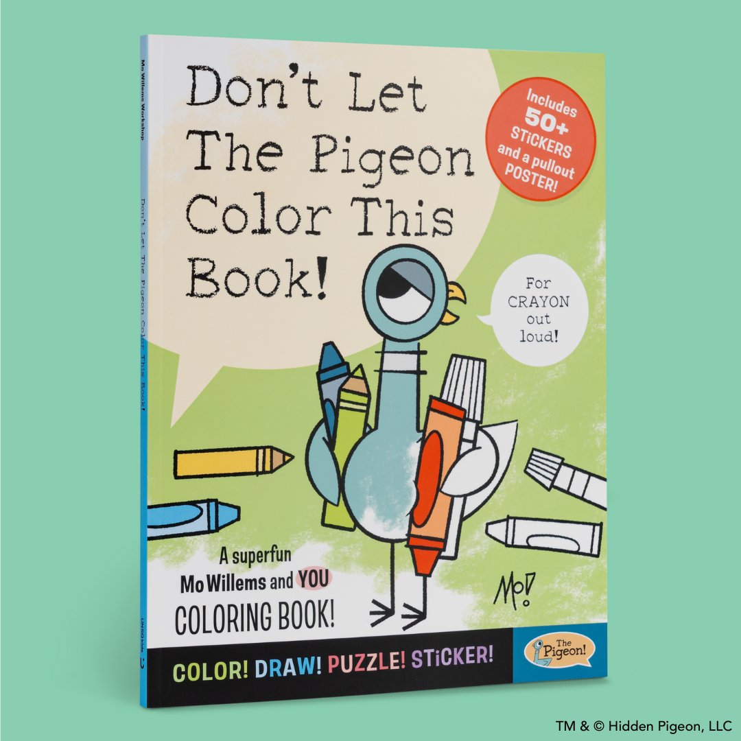 UnionSquareKids's tweet photo. Sharpen your crayons and pick up your Ticket to Color! The Bus Drivers have a BIG surprise ahead in this officially official Mo Willems Workshop book! @The_Pigeon is ready. Are HUE?

https://t.co/eEPJXEgSr9 https://t.co/rEzBvpZ5FG