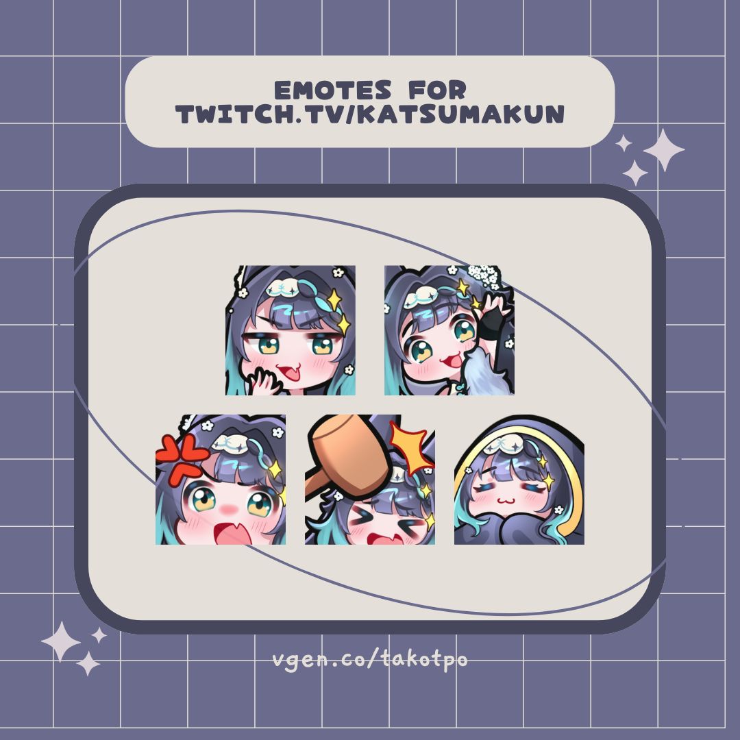some new emotes for @.Katsumaakun 🩵

#emotes #twitch #vtuber