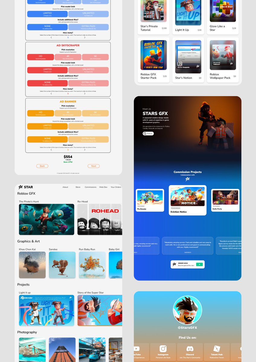 STARGFX_WEBDEV's tweet image. 🚀 Check out our commission website project! After 2 years of success, it’s been a game-changer for our growth and branding. Want to boost your success with a site like this? Let’s make it happen!✨
@ooStarwarsbccoo

 #ROBLOX #RobloxDev #WebDesign #WebDevelopment #Branding