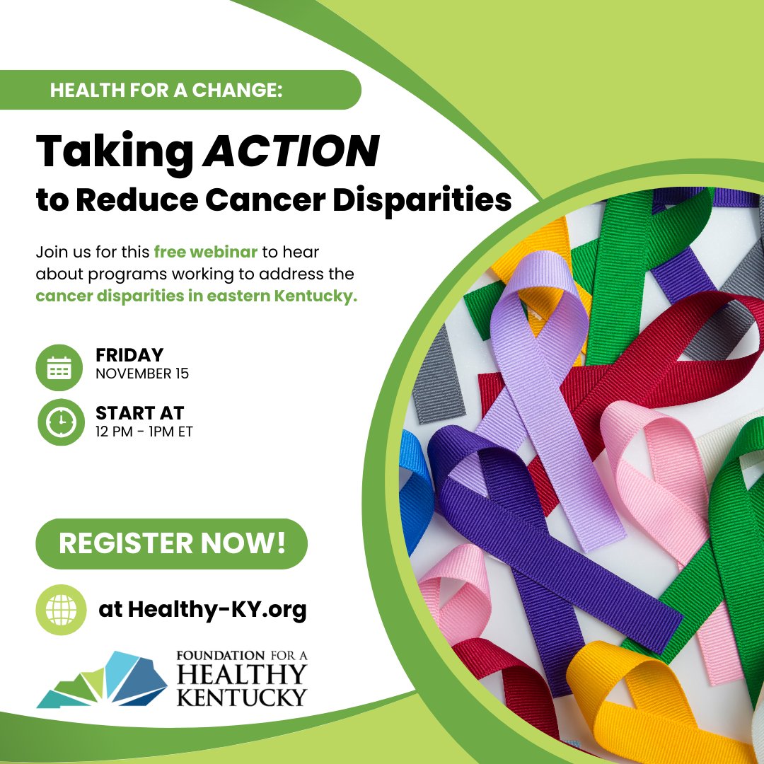 Living in Appalachian Kentucky makes a person more likely to be diagnosed with cancer and more likely to die from the disease compared to the rest of the state. Learn more about this issue and how one program is trying to make a difference. Register here: healthy-ky.org/events/health-…