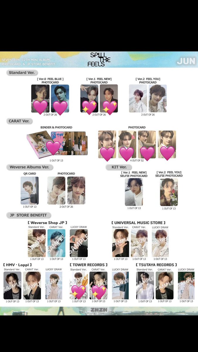 seventeen セブチ交換　SPILL THE FEELS  CARAT  タワレコ　特典　ラキドロ　バインダー　

譲）　画像一枚目
求）　ウォヌ　ジュン　同種　　💖＞🩷
　ラキドロは⭐️との交換でお願いします。

・ジョンハンは💖優先
・郵便または名古屋、東京12/4 にて手渡し可能◎
お気軽にお声がけください♪