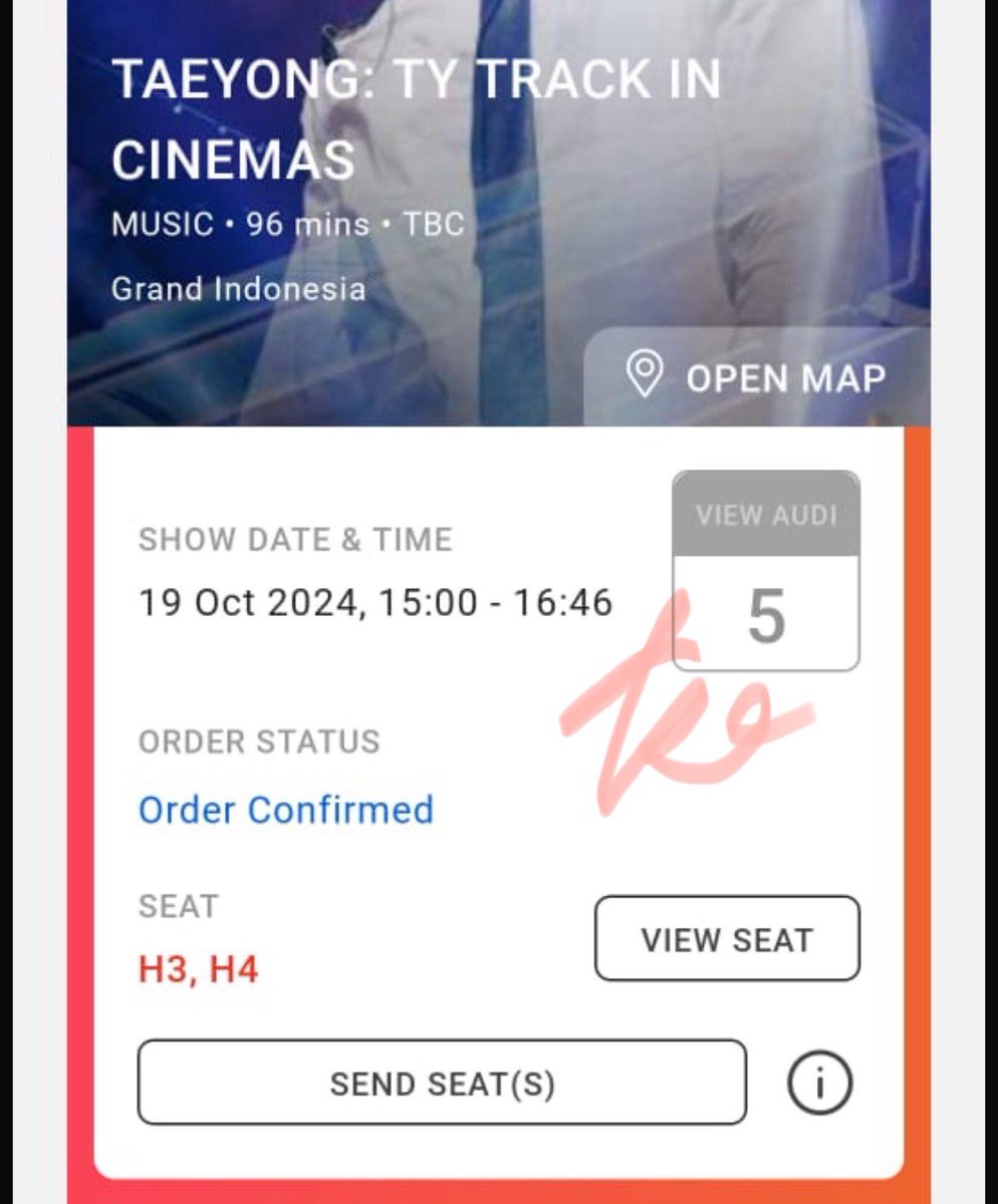 wts lfb ina taeyong ty track in cinemas cgv 4dx
📍gi grand indonesia
⏰ 15:00-16:45 tgl 19 okt sabtu
2 tix h3, h4 200k each take both 395k

BANTU ANGKUT PLS ada urusan mendadak makanya gabisa nonton jual inrush negotipis ok