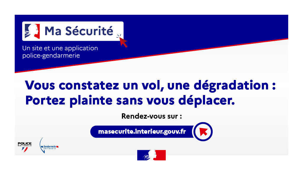 Interieur_Gouv's tweet image. 👮‍♂️👮‍♀️ Déposer plainte en ligne sans vous rendre en brigade de gendarmerie ou au commissariat, c’est désormais possible !

Victime de vol, de vandalisme ou d’escroquerie ?

📲 Munissez-vous de votre identifiant FranceConnect et rendez-vous sur …en-ligne.masecurite.interieur.gouv.fr