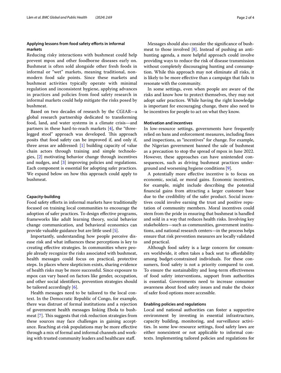 thestevenlam's tweet image. Are you working on mpox prevention? Here we highlight the importance of also focusing on where mpox starts – when it spreads from animals to people - and of using a One Health approach for a more comprehensive strategy
…cglobalpublichealth.biomedcentral.com/articles/10.11…