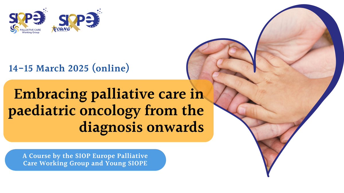 🚨 Exciting news! We're launching the Paediatric Palliative Care Course for the first time! 🚨

📅 Applications are now open from 1 October to 1 December 2024. Join this innovative course, organised by the SIOP Europe Palliative Care Working Group and #YoungSIOPE.

🌐 Taking